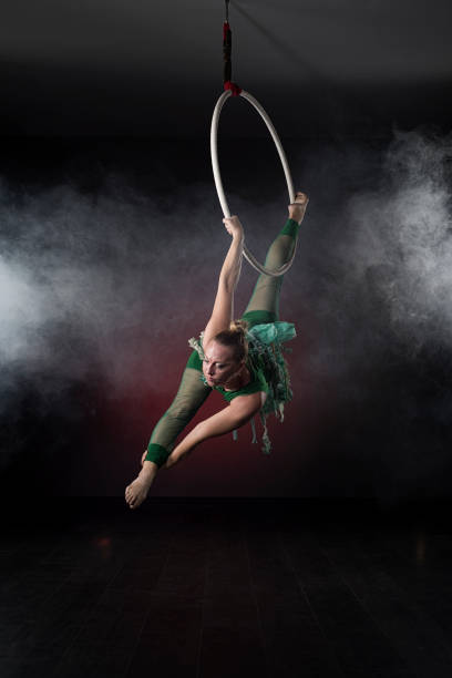 Aerial acrobat in the ring.