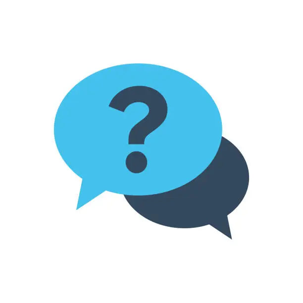 Vector illustration of Questions and Answers Flat Icon. Flat Design Vector Illustration