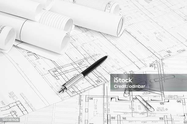 Дом Чертежи — стоковые фотографии и другие картинки План здания - План здания, Чёрно-белый, Архитектура