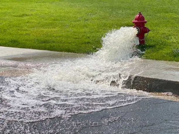 Photo of Water from a hydrant with sewer cover