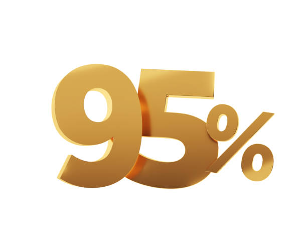 istock Golden ninety five percent on white background. 3d render. 1333821031