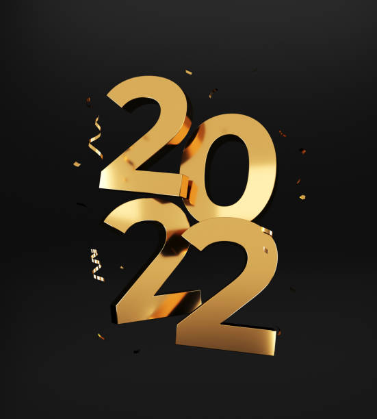 istock 2022 Happy New Year. Golden numbers, 3d render illustration. 1333821058