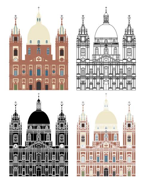 ilustrações de stock, clip art, desenhos animados e ícones de candelaria church in rio de janeiro, brazil - rio de janeiro brazil jesus christ travel