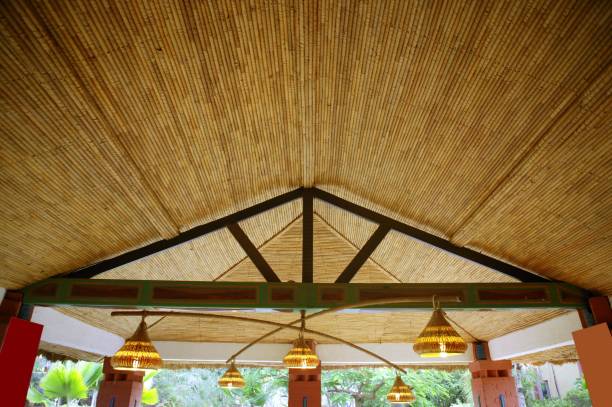African traditional ethnic house vegetal ceiling in Senegal