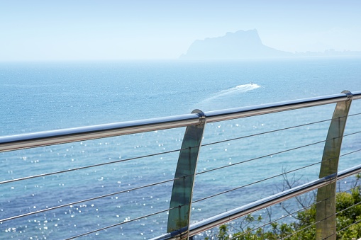 stainless steel balcony banister to mediterranean sea in moraira alicante spain