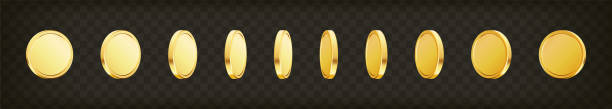 istock Golden money set. Set of rotating gold coins. 1333839017