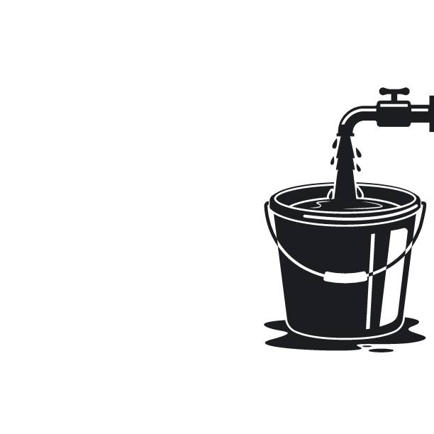 wasserfüllen vom wasserhahn zum eimer vektor illustration designvorlage - filling stock-grafiken, -clipart, -cartoons und -symbole