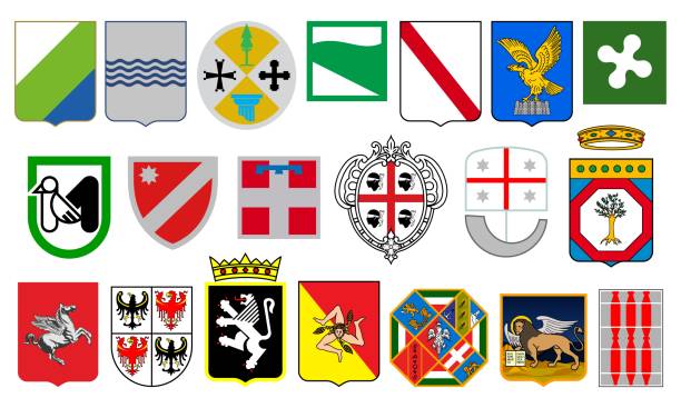 이탈리아 지역 블래즌, 지방의 무기 코트 - coat of arms stock illustrations