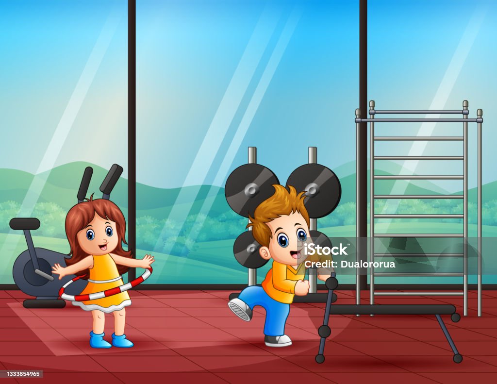 Ilustración de Niños Felices De Dibujos Animados Haciendo Ejercicios En El Gimnasio y más Vectores Libres de Derechos de Actividad - iStock Ilustración de Niños Felices De Dibujos Animados Haciendo Ejercicios En El Gimnasio y más Vectores Libres de Derechos de Actividad - iStock