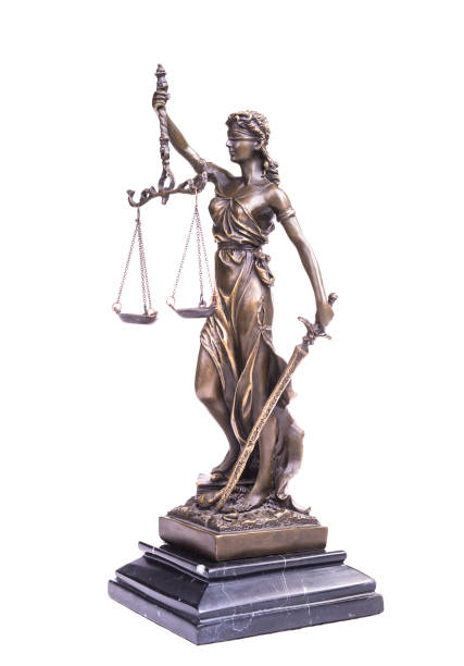 istock Statue of justice isolated on white, law concept 1333855956
