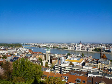 Parliament Building over the Donau River in downtown Budapest, Hungary