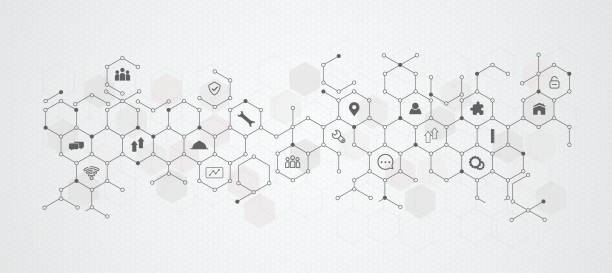 technology background with flat icons and business concept symbols, apprentice, work and concept for internet of things wifi network communication illustration technology background with flat icons and business concept symbols, apprentice, work and concept for internet of things wifi network communication illustration modern geisha stock illustrations