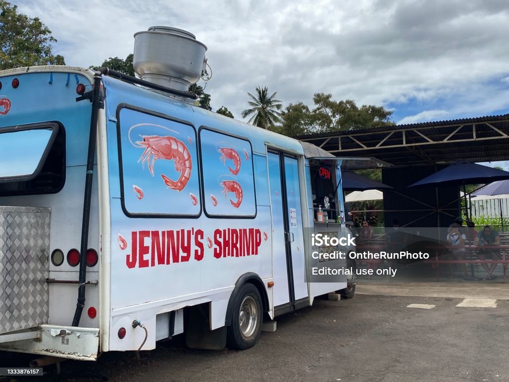 Jennys Shrimp Truck On Oahus North Shore Stock Photo - Download Image