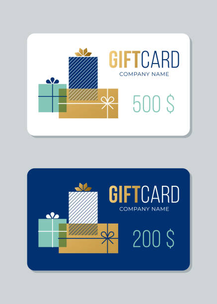Gift Card template. Vector template for design. Gift voucher. Gift coupon. Discount coupon. Template for text. Template in flat style. Business template. Special offer for the customer. Vector background gifts. Stock illustration gift certificate stock illustrations