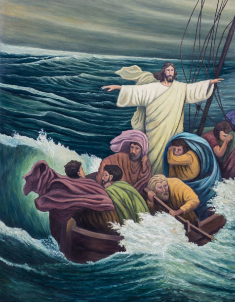 istock Jesus Calms the Storm, original hand painted by oil painting on canvas 1333885860