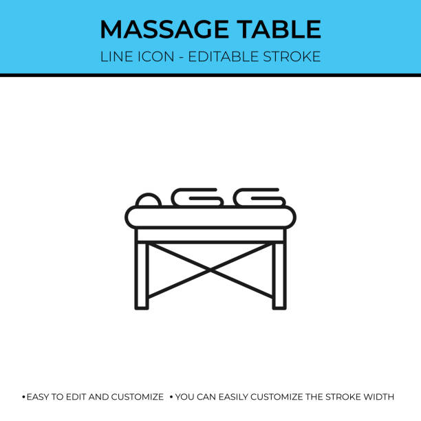 illustrations, cliparts, dessins animés et icônes de icône de ligne unique de la table de massage - massage table