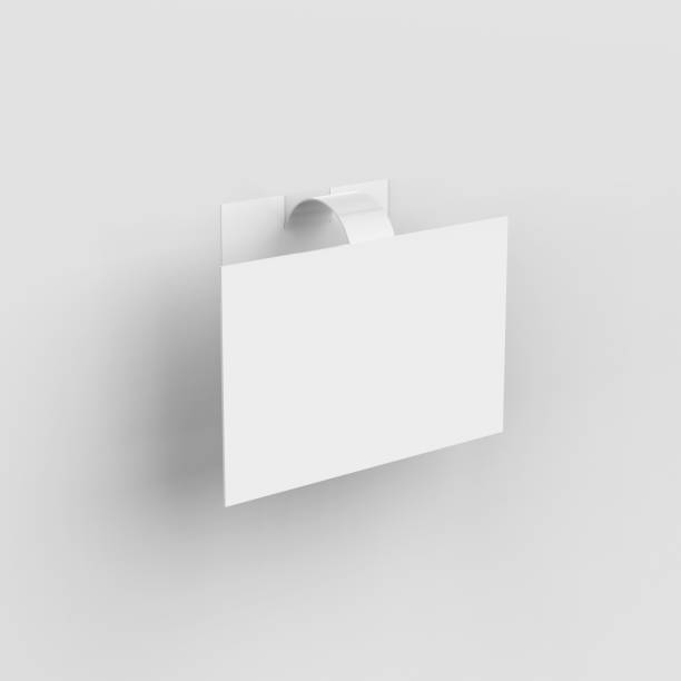 istock Blank white rectangular advertising PVC shelf Wobbler, mockup of plastic shelf dangler for shopping centres, 3d illustration 1333889885