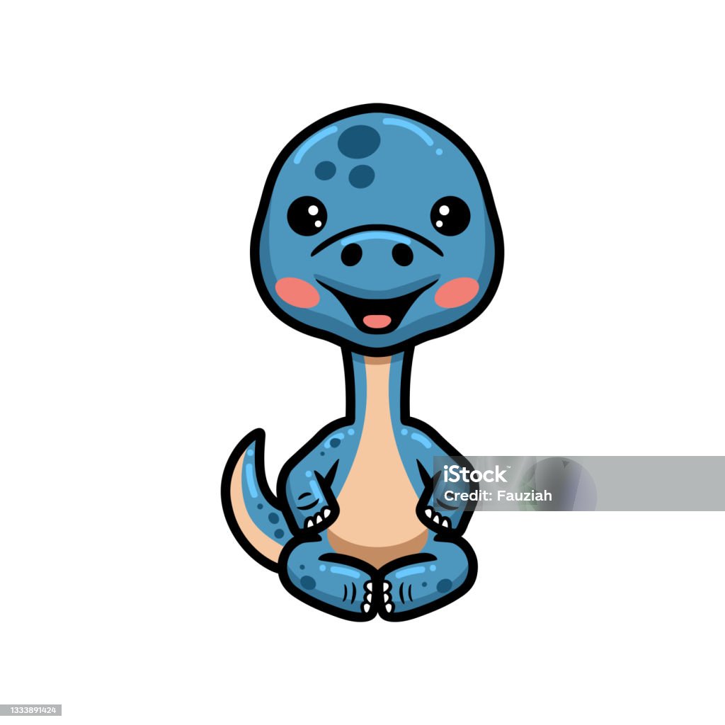 Cute Little Dinosaur Cartoon Sitting Stock Illustration - Download Image  Now - Animal, Animal Wildlife, Apatosaur - iStock