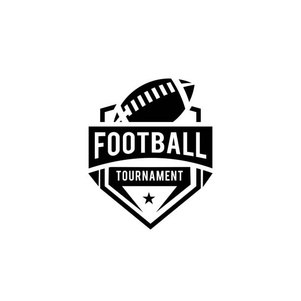 illustrazioni stock, clip art, cartoni animati e icone di tendenza di design dell'icona della squadra di football americano - stemma logo
