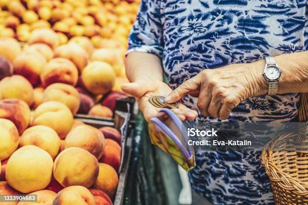 Senior Woman In The City Stock Photo - Download Image Now - Inflation - Economics, Purchasing Power, Food