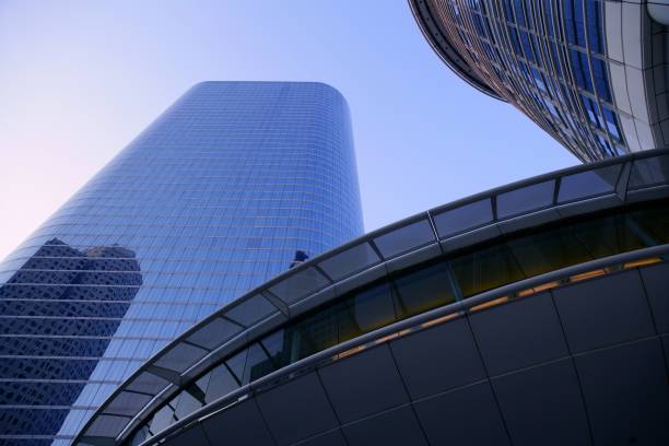 istock Blue mirror glass facade skyscraper buildings 1333906365