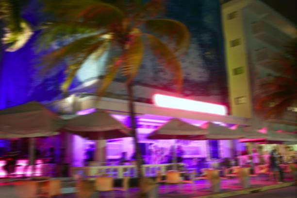 istock Blurred night colorful lights in Miami Beach 1333909442