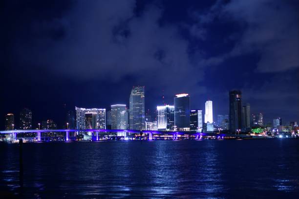 istock Miami downtown night water city reflexion 1333909458