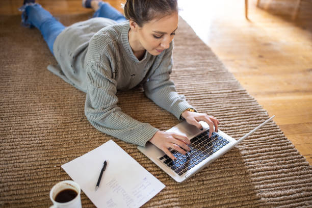 istock Young woman doing freelance work from home 1333911912