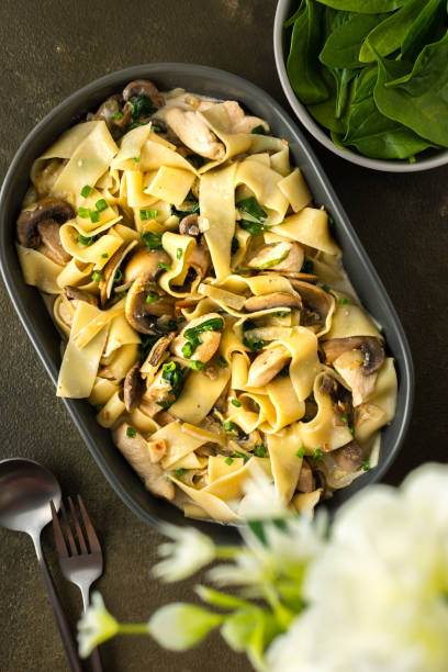istock Fettuccini pasta with mushrooms and chicken breast 1333911973