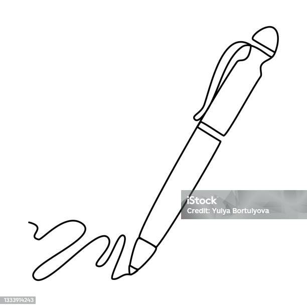 Ballpoint Pen Writing On A Sheet Of Doodle School Theme Office Notes  Continuous Line Drawing Back To School Isolated Vector Illustration Stock  Illustration - Download Image Now - iStock
