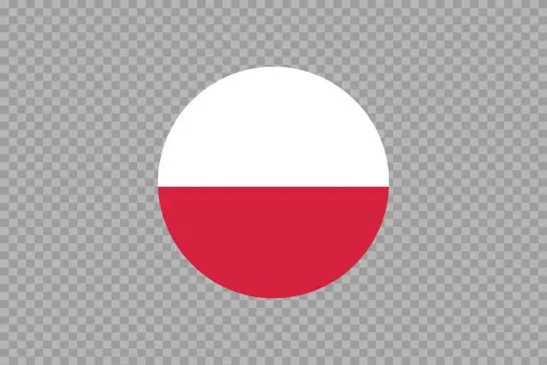 Vector illustration of Poland flag in circle shape isolated  on  or transparent  background,Symbol of Poland, template for banner,card,advertising, magazine,vector,top gold medal winner sport country