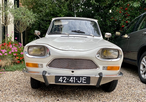 Aalsmeer,  the Netherlands, -  August 24 2020. Retro Citroen car parked in the city Street.