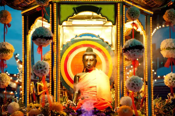 Photo of Wesak Chariot with Statue of Buddha, Melaka State, Malaysia