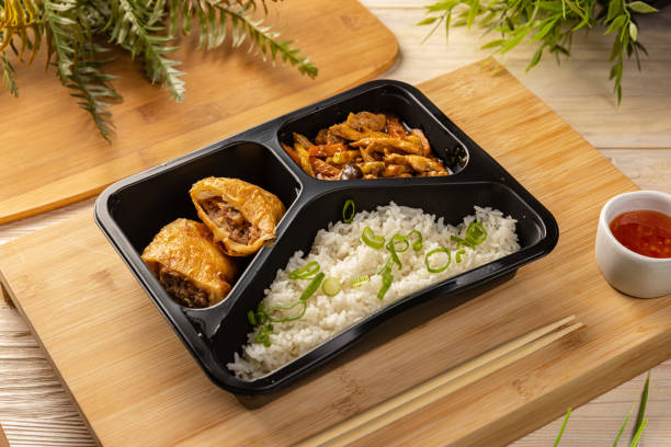 istock Rice with pork roll and chicken stew 1333918701
