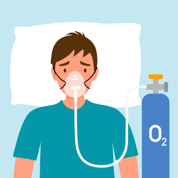 Vetores de Homem Paciente Com Oxigenoterapia Em Design Plano Doença  Pulmonar Ou Do Sistema Respiratório Problema Respiratório e mais imagens de  Oxigênio - Equipamento médico - iStock
