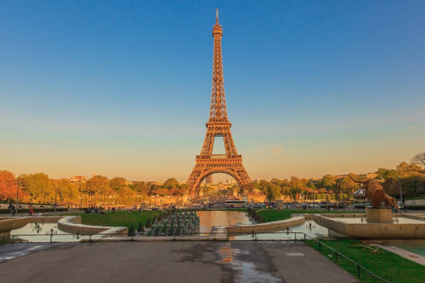 istock View of Paris Eiffel Tower in evening light 1333927459