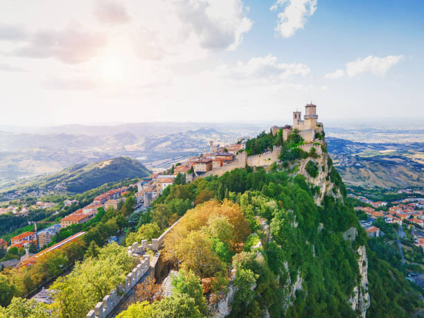 Rocca della Guaita, the most ancient fortress of San Marino, Italy. stock photo