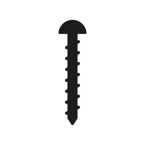나사 아이콘입니다. 블랙 실루엣 기호를 수리하고 구축할 수 있습니다. - bolt screw vector threaded stock illustrations