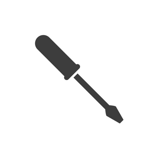 ilustrações de stock, clip art, desenhos animados e ícones de screw driver icon. repair black silhouette pictogram - screwdriver