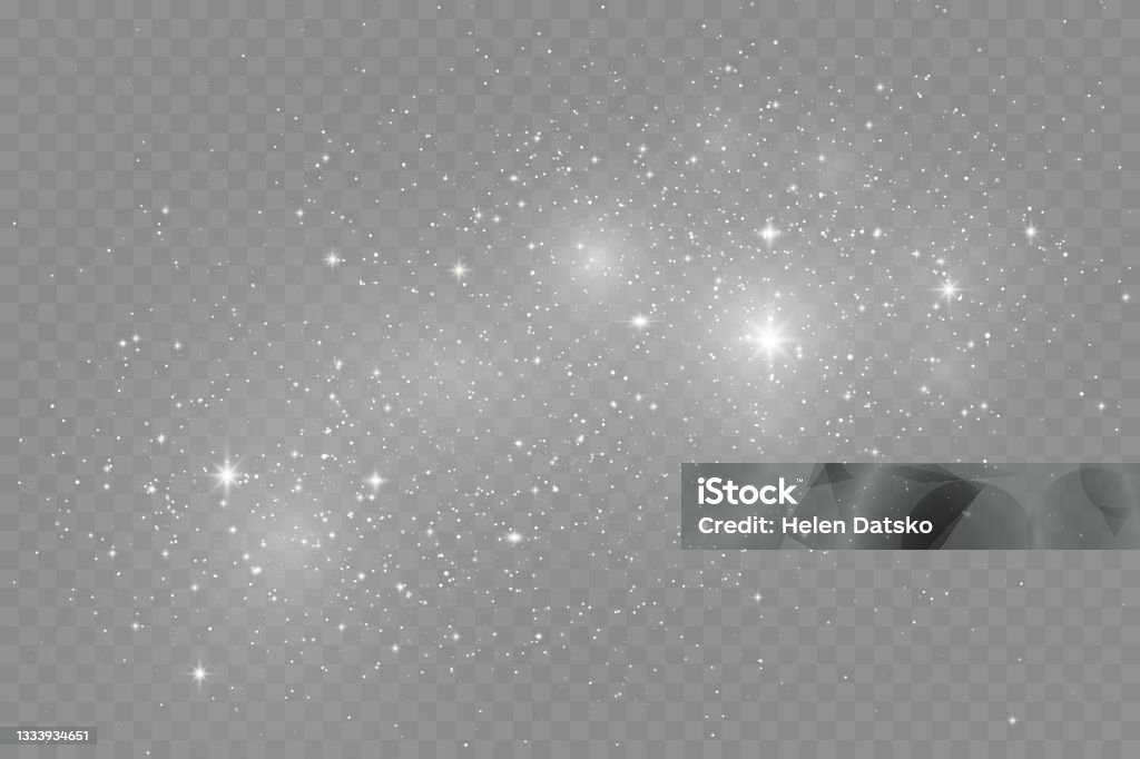 Glowing light effect with many glitter particles isolated on transparent background. Vector starry cloud with dust. JPG - 免版稅星型圖庫向量圖形
