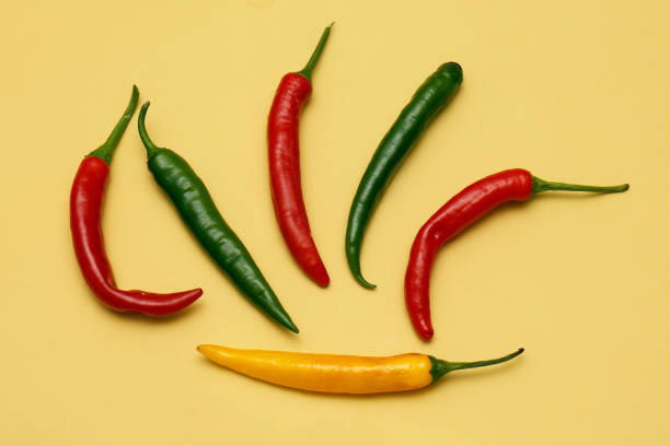 Colorful hot chilli peppers stock photo