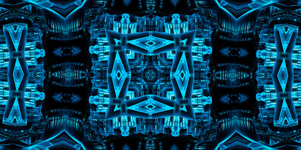 Abstract contrasting bright pattern - square, tiles, kaleidoscope - lights of the night city. Background for blog or website, textiles, packaging stock photo