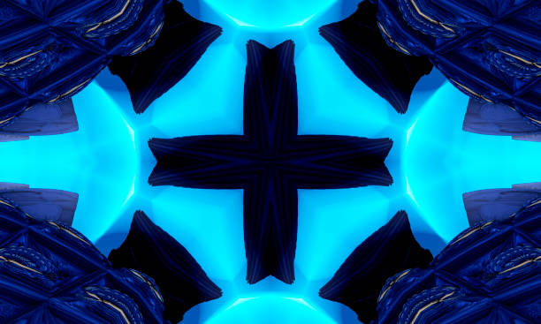 istock Mystical cross on a dark blue background mystical image different signs. Best background artwork for images and videos. 1333938197