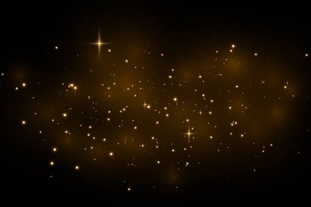 투명 한 배경에 격리 된 많은 반짝이 입자와 빛나는 빛 효과. 먼지가 있는 벡터 별이 빛나는 구름. png - new greetings flash stock illustrations