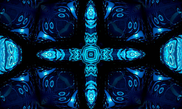 istock Mystical cross on a dark blue background mystical image different signs. Best background artwork for images and videos. 1333938545