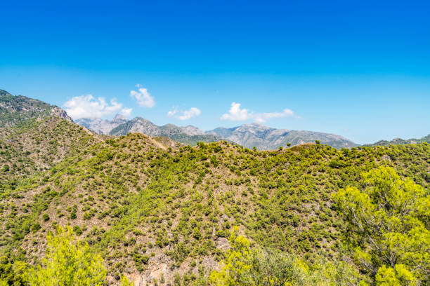 Landscape of mountains Tejeda, Almijara and Alhama in Natural Park, Andalusia, Spain Landscape of mountains Tejeda, Almijara and Alhama in Natural Park, Andalusia, Spain, Europe almijara stock pictures, royalty-free photos & images