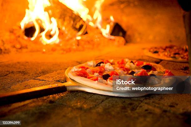 Pizza Stock Photo - Download Image Now - Fire - Natural Phenomenon, Pizza, Wood - Material