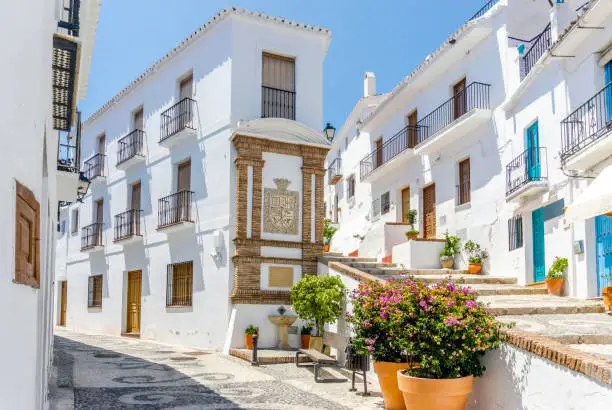 Picturesque town of Frigiliana located in mountainous region of Malaga, Costa del Sol, Andalusia, Spain