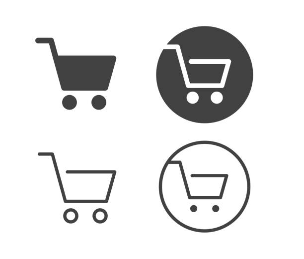 stockillustraties, clipart, cartoons en iconen met shopping cart - illustration icons - winkelwagen