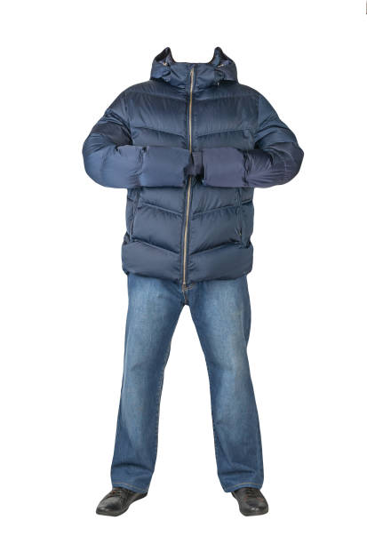 istock dark blue jeans, black leather shoes, jacket isolated on white background. 1333953009